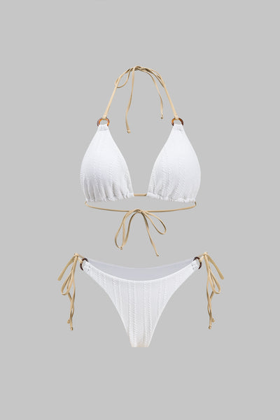Kontrast Bağcıklı Sırtı Açık Bikini Takımı - JUNETTI®