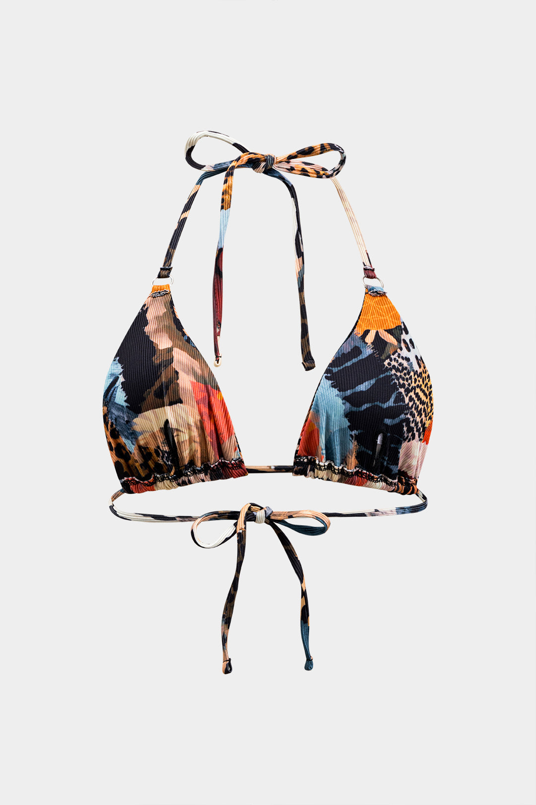 Leopar Desenli Bağcıklı Sırtı Açık Bikini Takımı - JUNETTI®