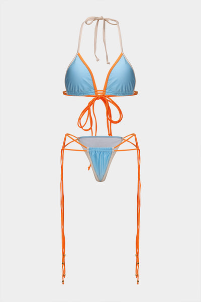 Kontrast Büzgülü Bağlamalı Bikini Takımı - JUNETTI®
