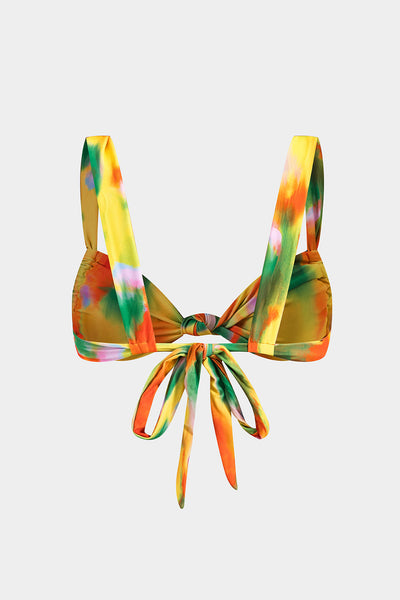Tie Dye Desenli Büzgülü Dönme Kırma Bağlamalı Bikini Takımı - JUNETTI®