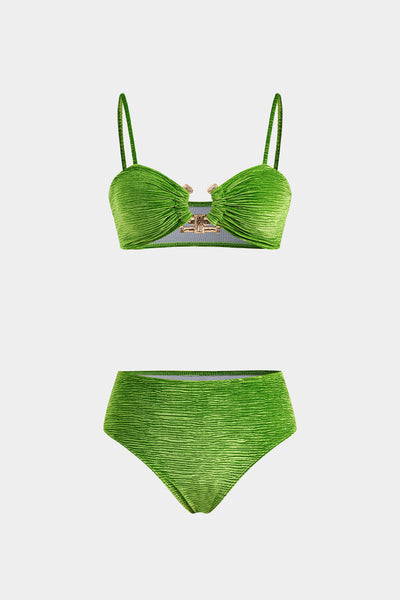 Kadife Asimetrik Metalik Bikini Takımı - JUNETTI®