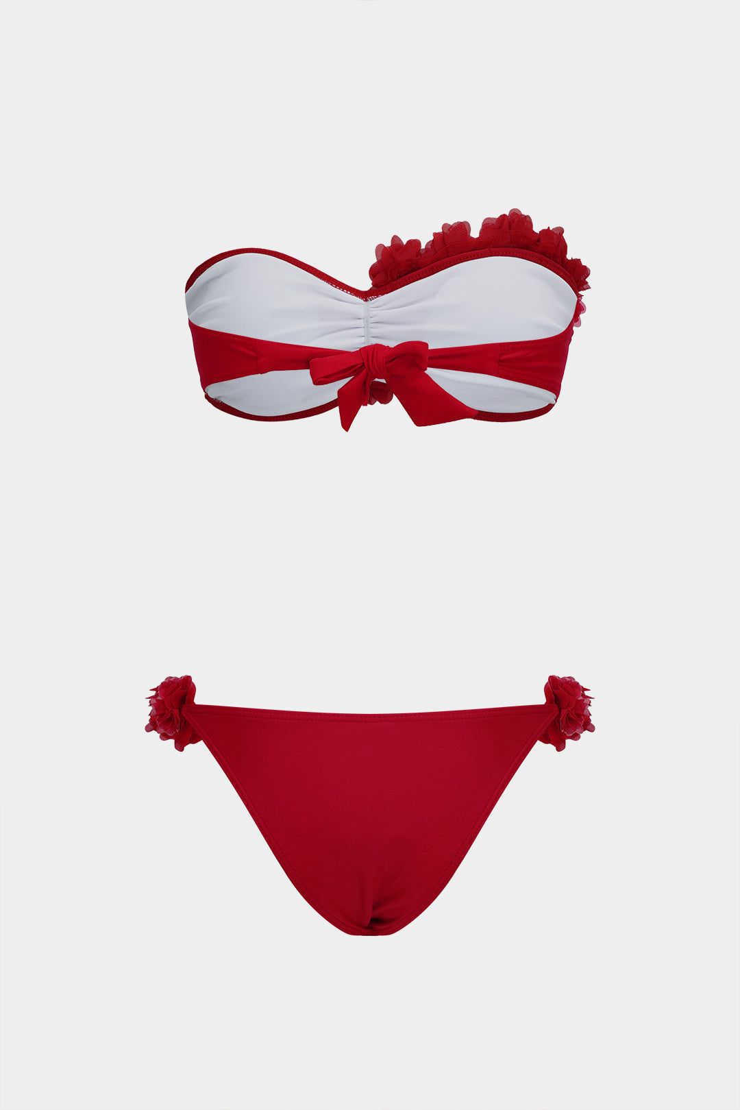 3D Çiçek Büzgülü Bağlamalı Bikini Takımı - JUNETTI®