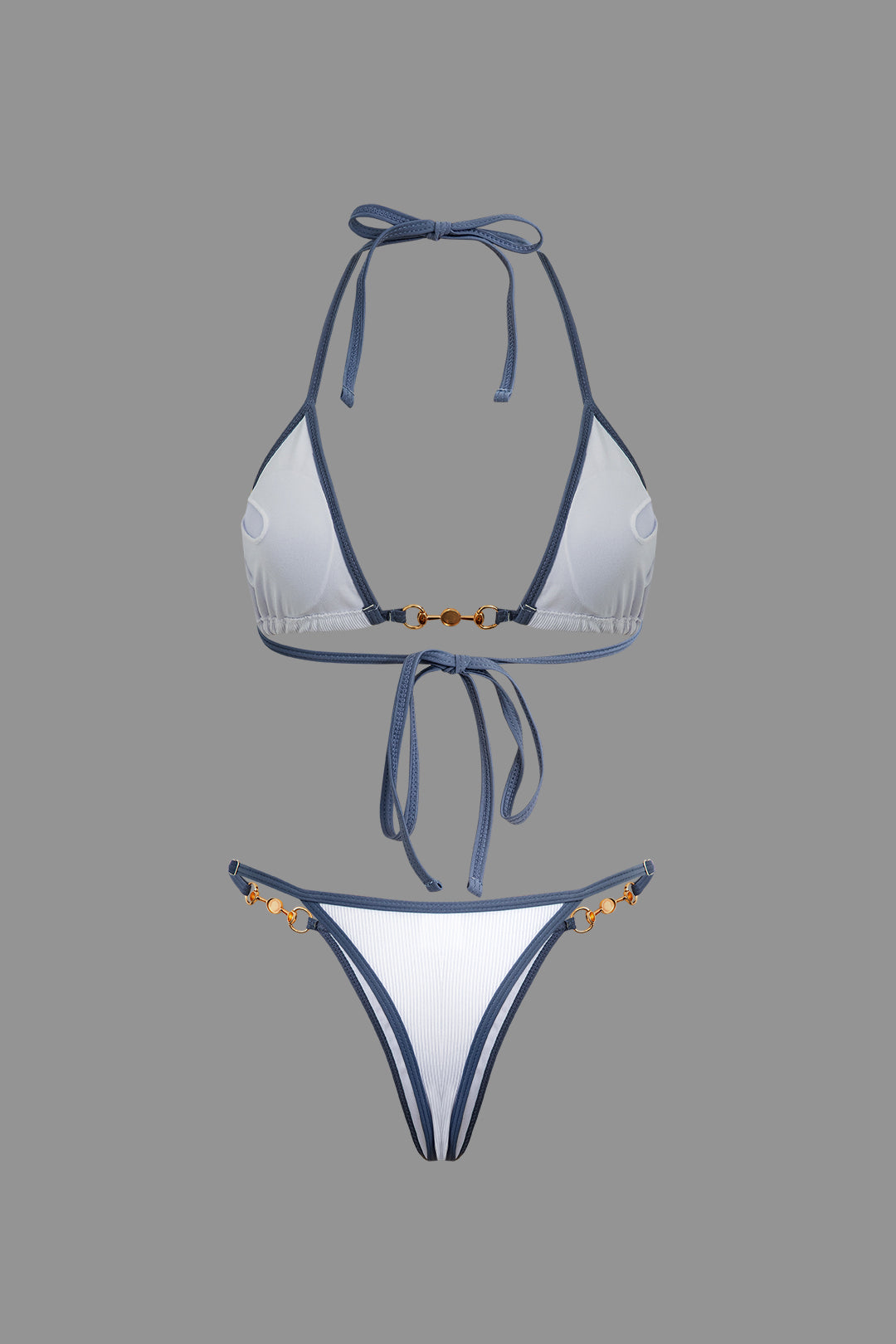 İnci Detaylı Halter Yaka 2 Parça Bikini Takımı - JUNETTI®