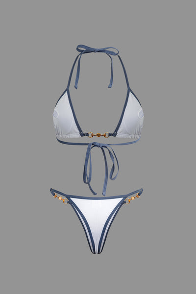 İnci Detaylı Halter Yaka 2 Parça Bikini Takımı - JUNETTI®