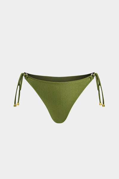 Metalik Strass Büzgülü Bağlamalı Sırt Dekolteli Bikini Takımı - JUNETTI®