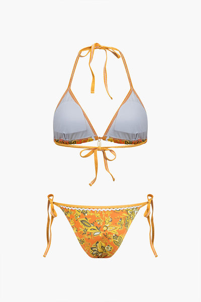 Retro Baskılı Halter Bikini Takımı - JUNETTI®
