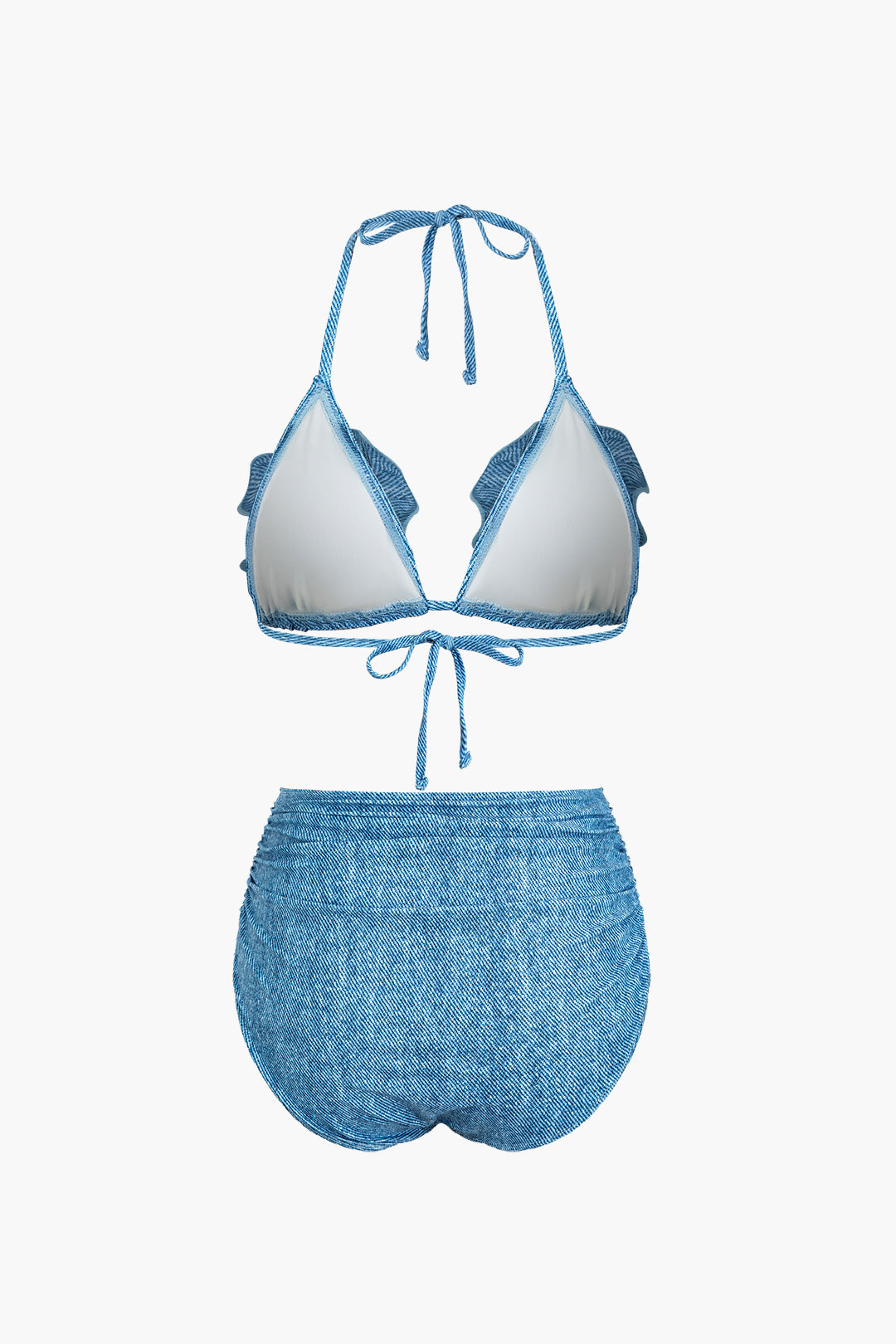 3D Çiçekli Kot Askılı Bikini Takımı - JUNETTI®