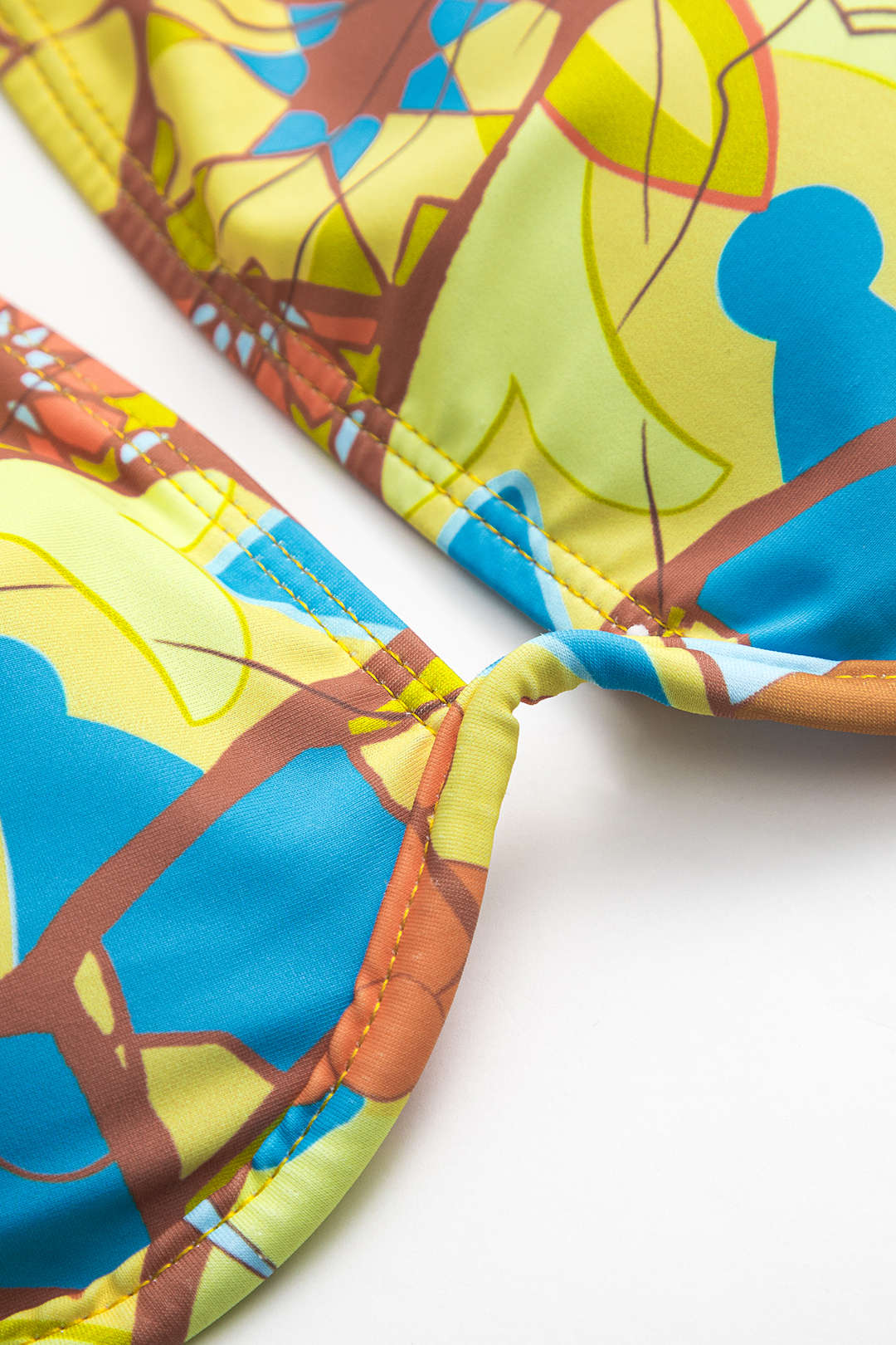 Tropikal Desenli Püsküllü Sırt Dekolteli Bikini Takımı - JUNETTI®