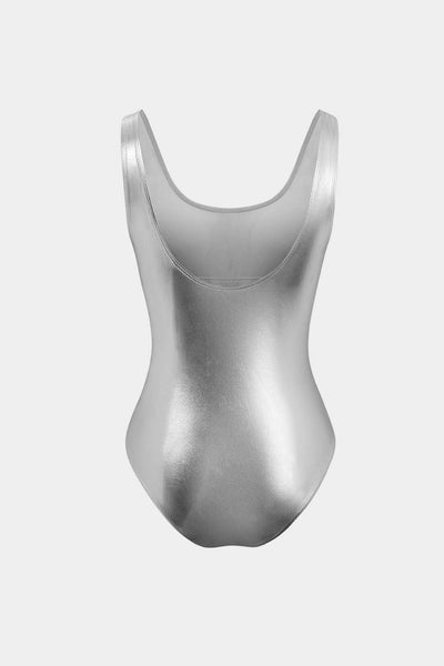 Tummy Control Metalik Yuvarlak Yaka Tek Parça Mayo - JUNETTI®