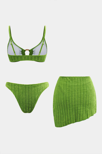 Kadife Dokulu O-ring 3 Parça Bikini Takımı - JUNETTI®