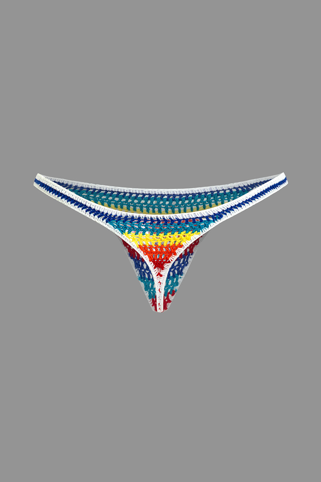 Gökkuşağı Desenli Şeritli Tığ İşi Bikini Takımı - JUNETTI®