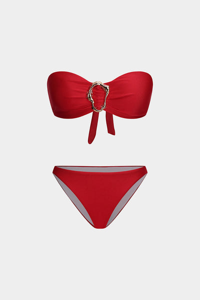 Metalik Bağcıklı Sırtı Açık Bikini Takımı - JUNETTI®