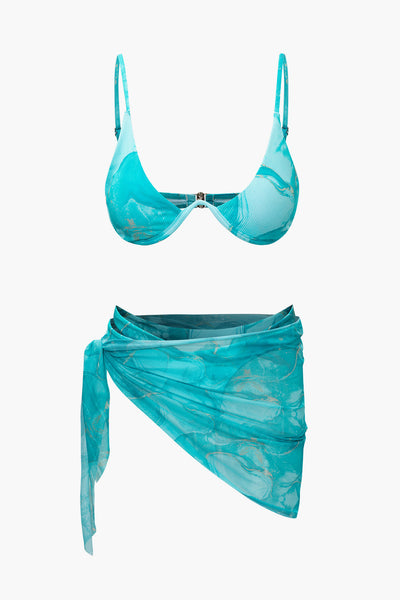 Baskılı Bikini Ve Sarong Takımı - JUNETTI®