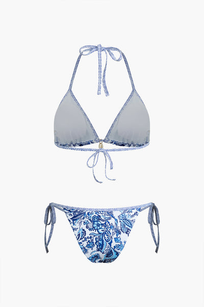 Retro Baskılı Halter Bikini Takımı - JUNETTI®