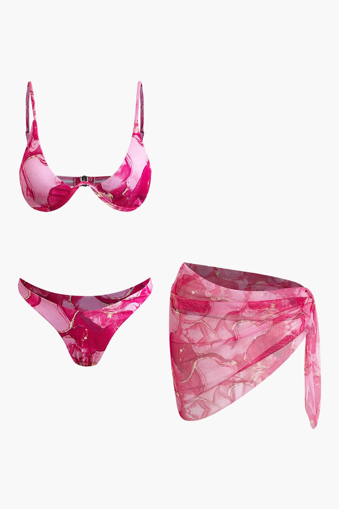 Baskılı Bikini Ve Sarong Takımı - JUNETTI®
