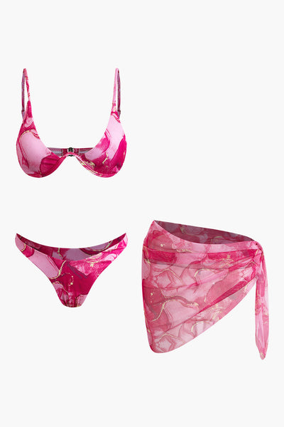 Baskılı Bikini Ve Sarong Takımı - JUNETTI®