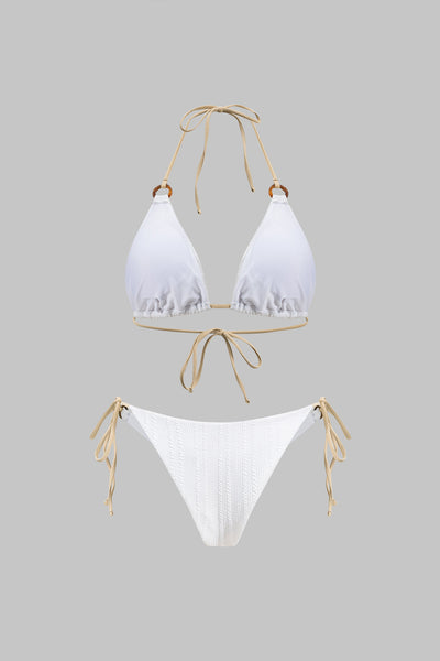 Kontrast Bağcıklı Sırtı Açık Bikini Takımı - JUNETTI®