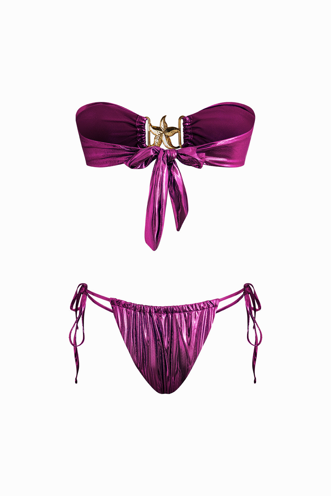 Yıldız Denizyıldızı Dekorlu Düğme Büzgülü Bikini Takımı - JUNETTI®