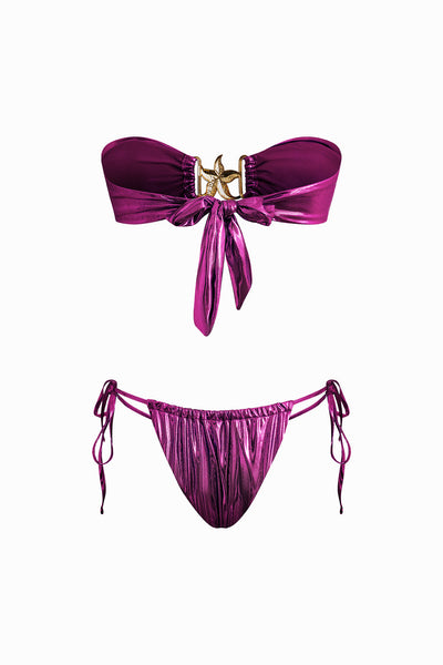Yıldız Denizyıldızı Dekorlu Düğme Büzgülü Bikini Takımı - JUNETTI®