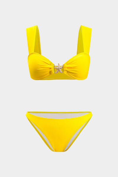 Metalik Yıldız Dekorlu Kıvrımlı Bikini Takımı - JUNETTI®