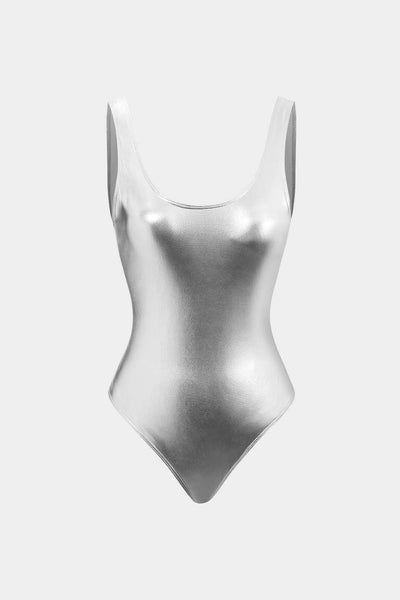 Tummy Control Metalik Yuvarlak Yaka Tek Parça Mayo - JUNETTI®