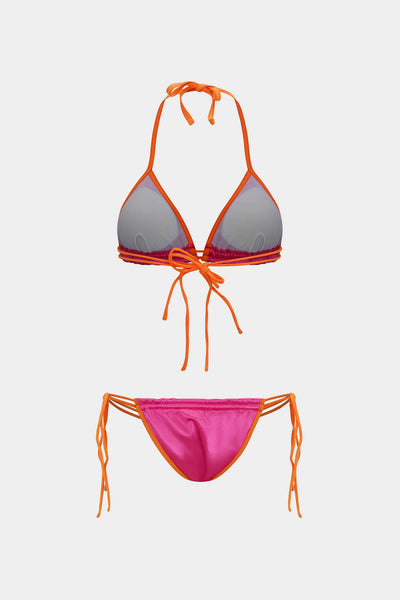 Kontrast Bağlamalı Sırt Dekolteli Bikini Takımı - JUNETTI®