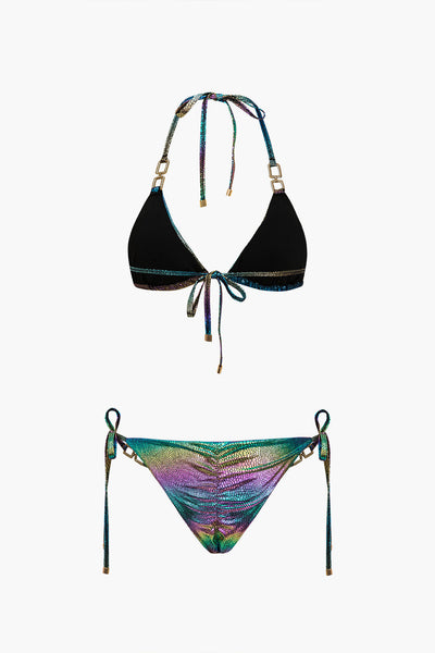 Ombre Taşlı Bağlamalı Sırtı Açık Bikini Takımı - JUNETTI®
