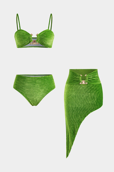 Kadife Asimetrik Metalik Bikini Takımı - JUNETTI®