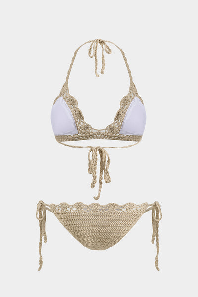 Örgü Bağlamalı Kesik Bikini Takımı - JUNETTI®