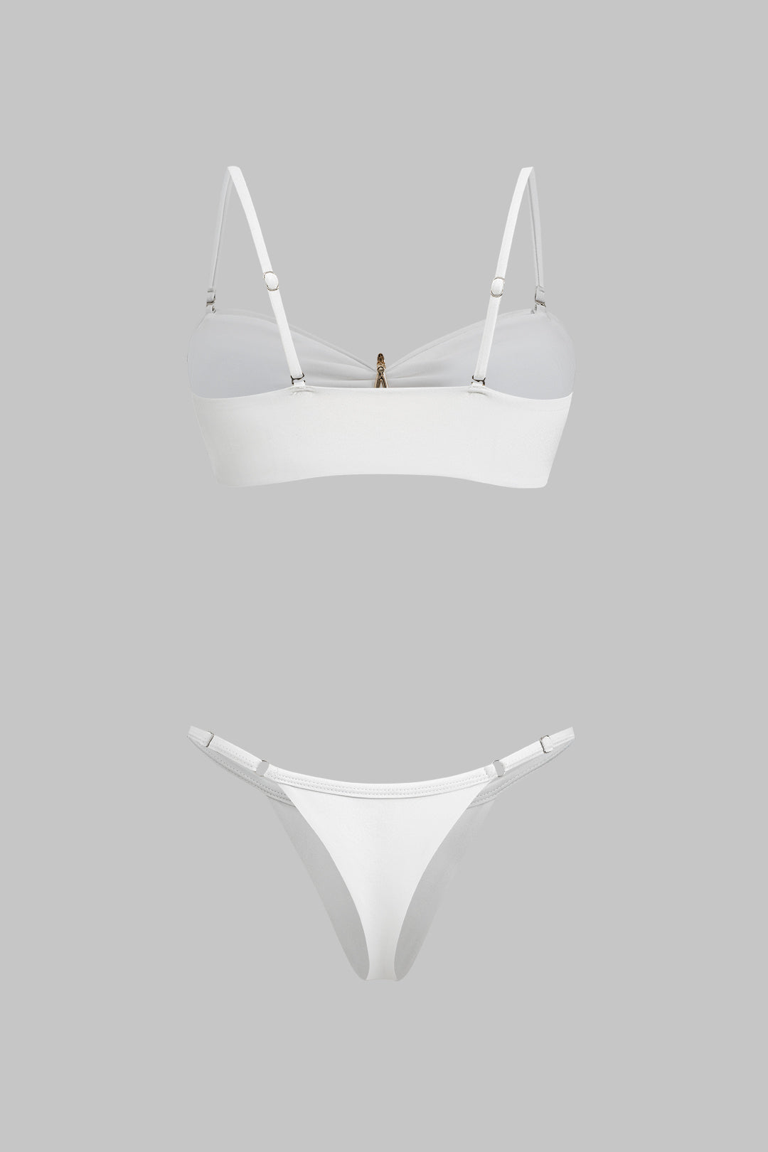 Metalik Dekorlu Büzgülü Sırt Dekolteli Bikini ve Pareo Takımı - JUNETTI®