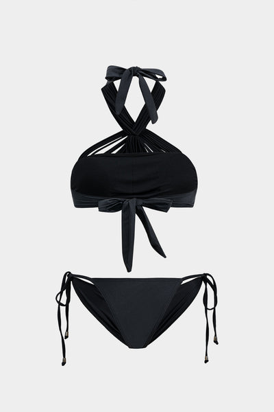 Büzgülü Bağlamalı Sırt Dekolteli İki Parça Bikini Takımı - JUNETTI®