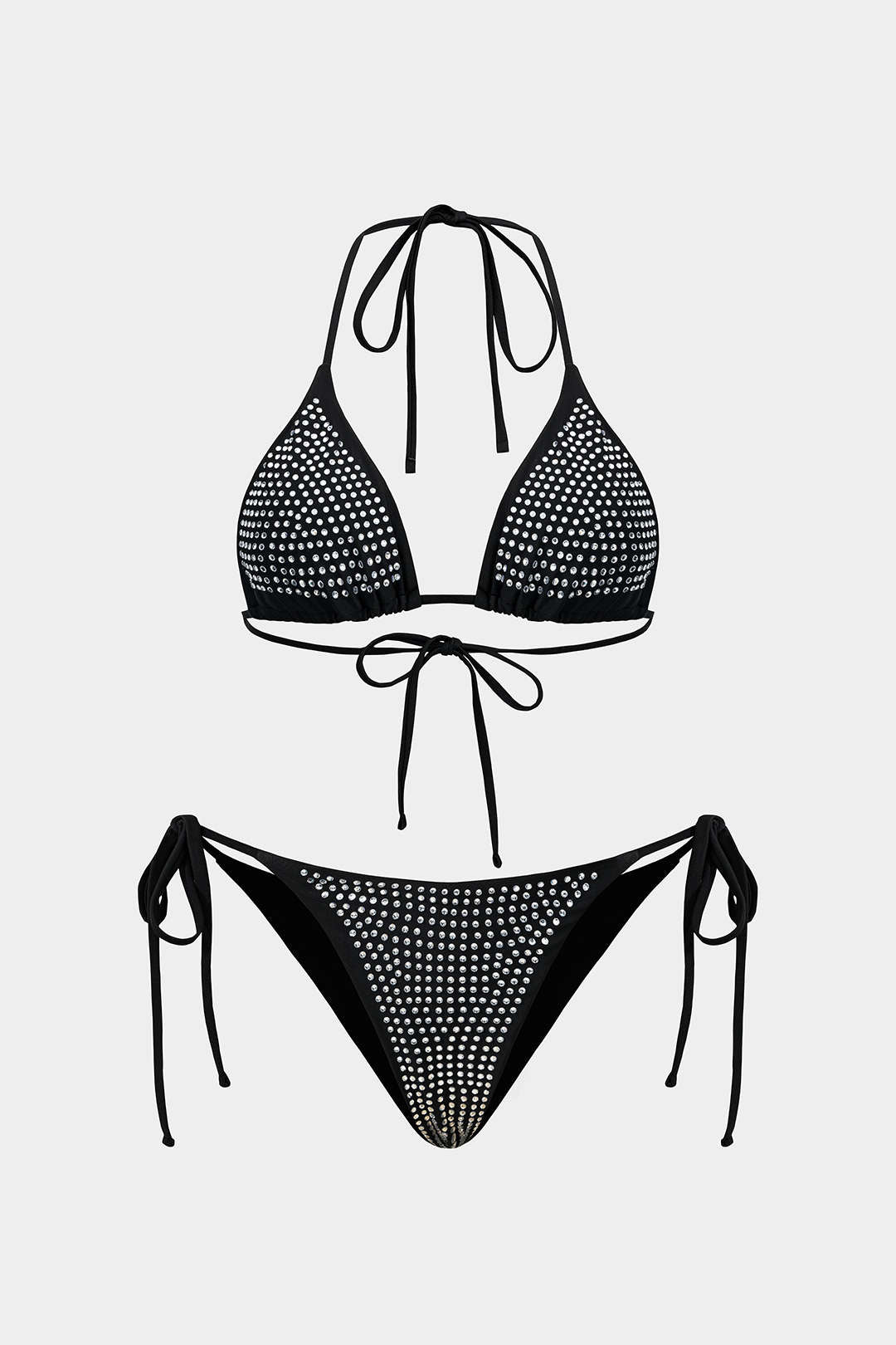 Strass Detaylı Bağlamalı Sırt Dekolteli Bikini Takımı - JUNETTI®