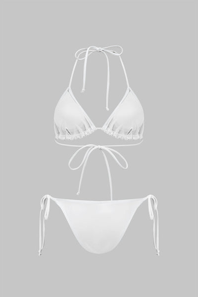 Bağlamalı Bikini ve Kollu Elbise 3'lü Set - JUNETTI®