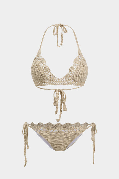 Örgü Bağlamalı Kesik Bikini Takımı - JUNETTI®