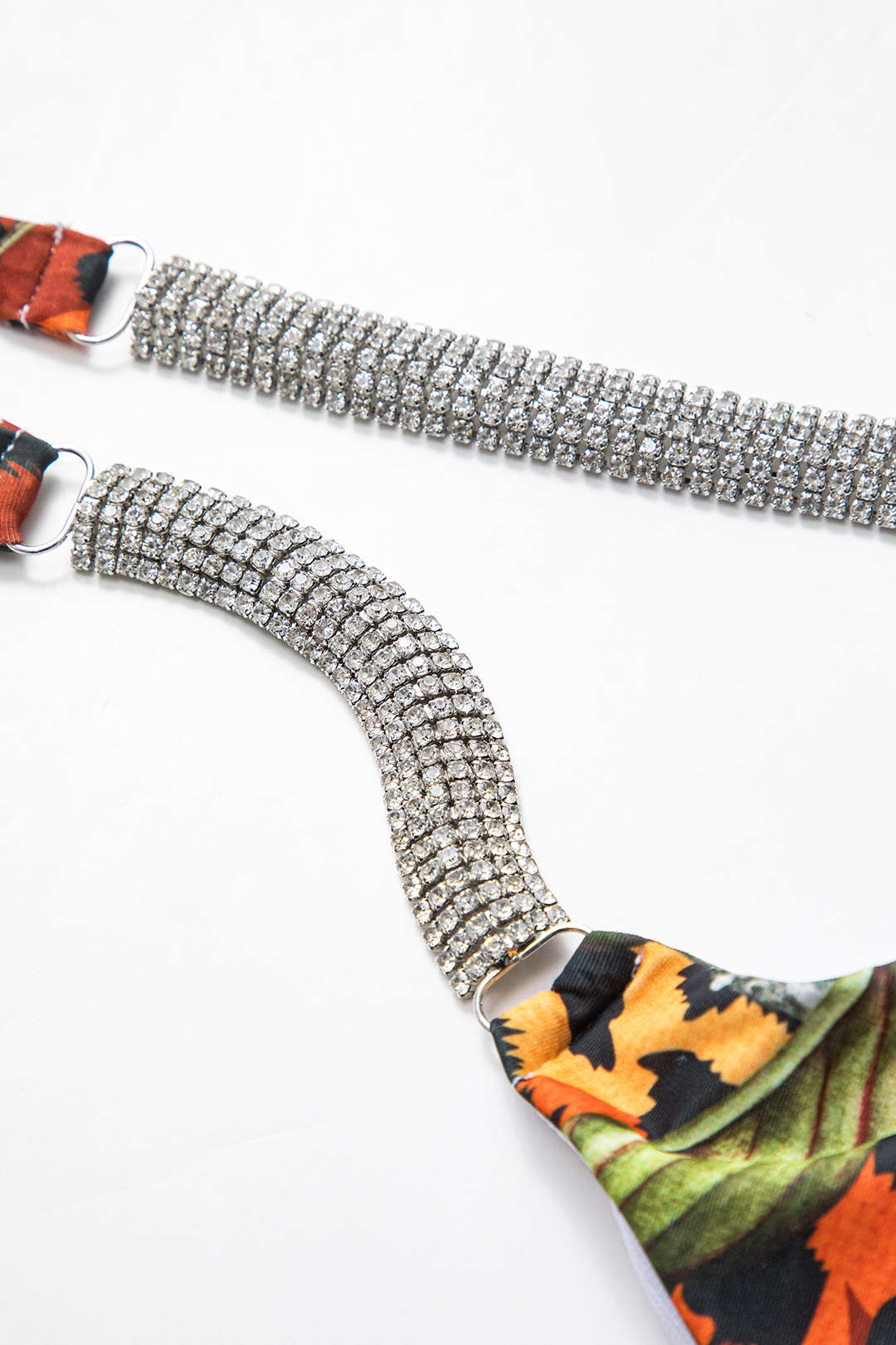 Tropikal Desenli Strass Detaylı Askılı Bikini Takımı - JUNETTI®