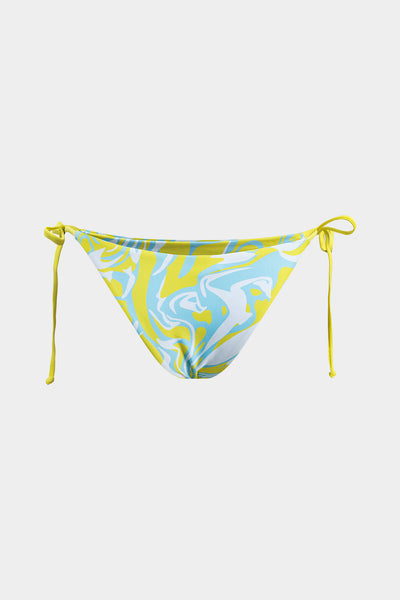 Kontrast Soyut Baskılı File Büzgülü Bağlamalı Sırtı Açık Bikini ve Bağlama Düğümü Örtü Seti - JUNETTI®