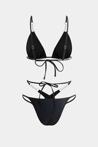 Buruşuk İnci Çapraz Bağcıklı Bikini Takımı - JUNETTI®