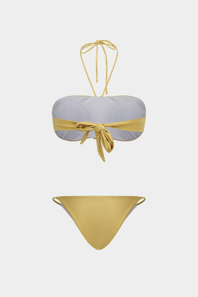 Büzgülü Bağlamalı Sırt Dekolteli Bikini Takımı - JUNETTI®