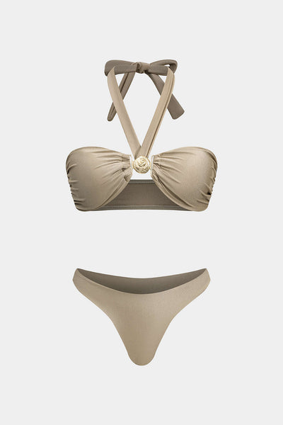 Metalik Büzgülü Bağlamalı Bikini Takımı - JUNETTI®