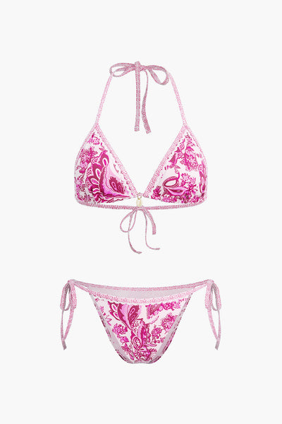 Retro Baskılı Halter Bikini Takımı - JUNETTI®