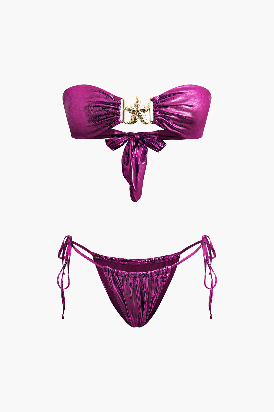 Yıldız Denizyıldızı Dekorlu Düğme Büzgülü Bikini Takımı - JUNETTI®