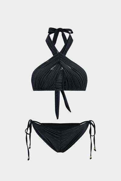 Büzgülü Bağlamalı Sırt Dekolteli İki Parça Bikini Takımı - JUNETTI®