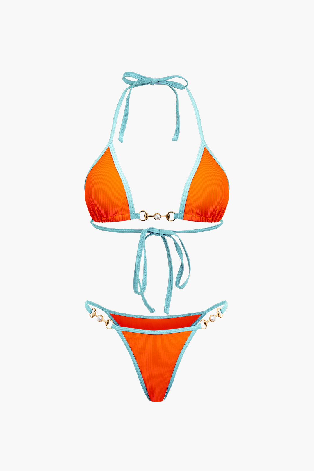 İnci Detaylı Halter Yaka 2 Parça Bikini Takımı - JUNETTI®