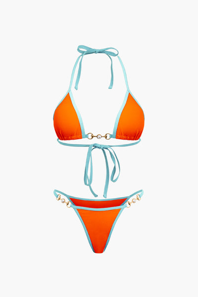 İnci Detaylı Halter Yaka 2 Parça Bikini Takımı - JUNETTI®