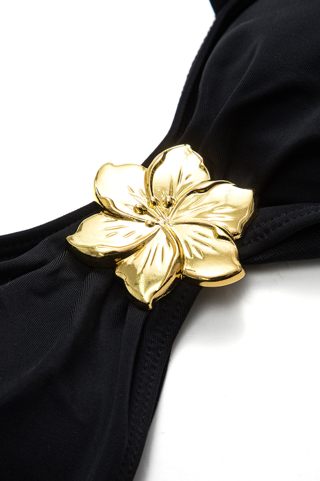 Metalik Dekorlu Volanlı Büzgülü Bağlamalı Şifon Bikini Takımı - JUNETTI®