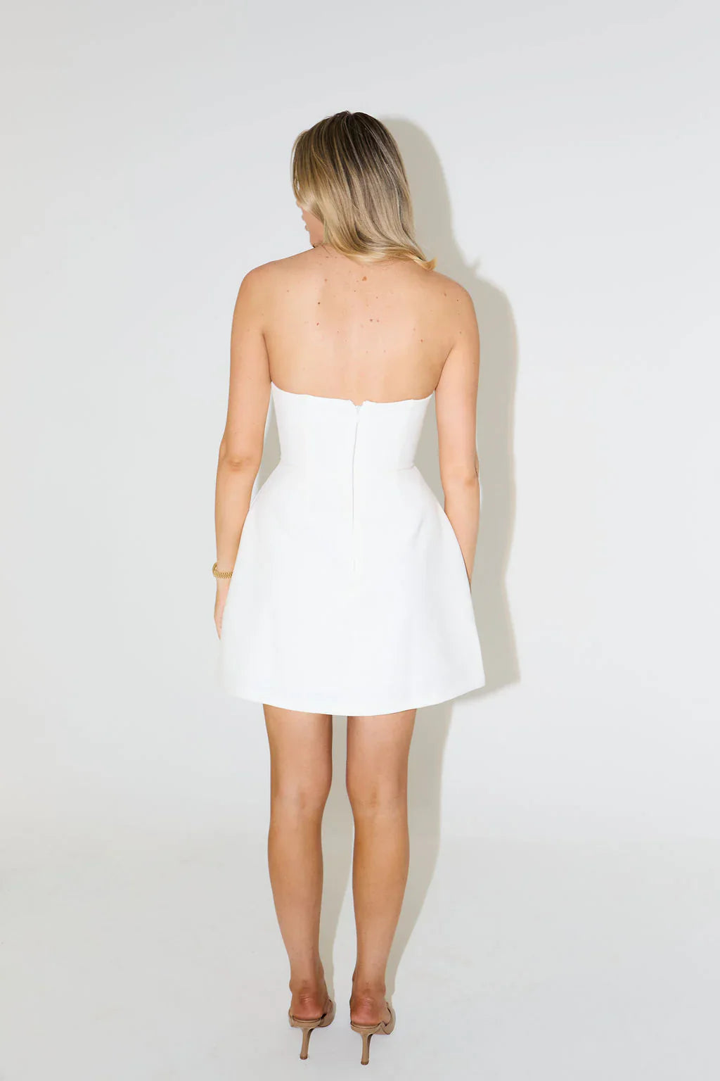 Strapless Elbise | Beyaz