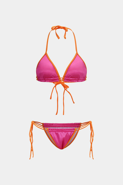 Kontrast Bağlamalı Sırt Dekolteli Bikini Takımı - JUNETTI®