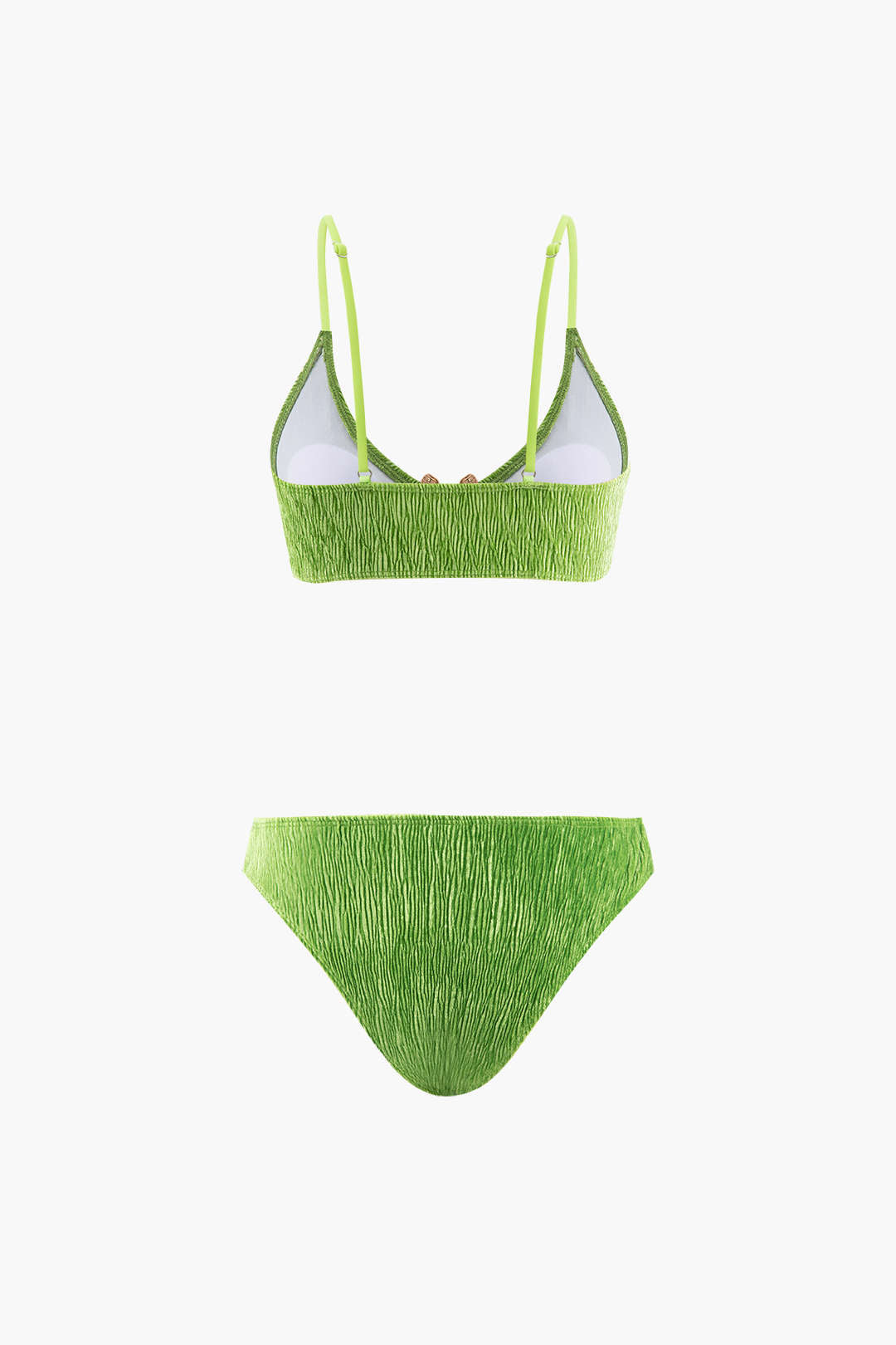 Kadife Dokulu U Yüzük Bikini ve Sarong 3 Parça Takım - JUNETTI®