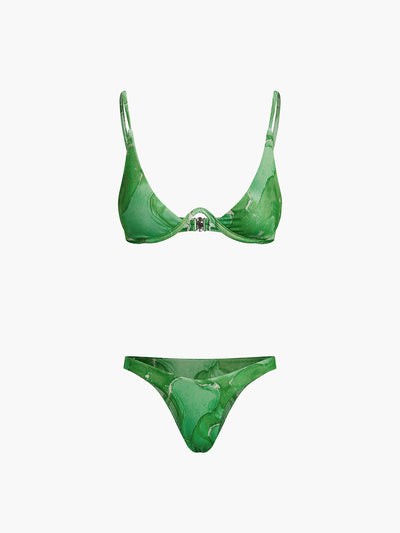 Spring Flames Desenli File Üç Parça Bikini Takımı - JUNETTI®