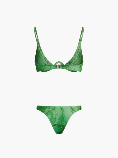 Spring Flames Desenli File Üç Parça Bikini Takımı - JUNETTI®